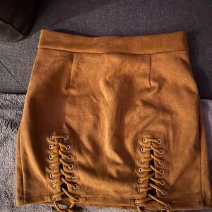 Stylish Tan Lace-Up Women's Skirt